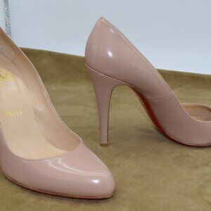 EUC Christian Louboutin Decollete 868 Heels Pumps 39 M Nude Flesh Beige 8.5M